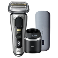BRAUN 百靈 旗艦9系PRO+ 電動刮鬍刀 附充電旅行盒 + 智慧清潔充電座, 9577cc, 霧面銀
