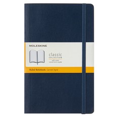몰스킨 클래식 룰드 소프트커버 노트 라지, 사파이어 블루, 1개