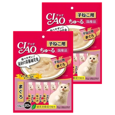 INABA CIAO 啾嚕 燒肉泥 幼貓 鮪魚 綠茶消臭成分配方 條狀包裝方便餵食, 280g, 2包