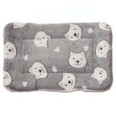 旺生活 法蘭絨加厚雙面毛毯寵物睡墊, 1個, 灰白小熊