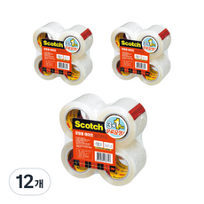 스카치 포장용 테이프 리필 132R 48mm x 20m 4p, 투명, 12개