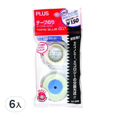 PLUS 台灣普樂士 TG-310R 捲軸式雙面膠帶替帶 8.4mm*10M 黏性強 適用於辦公、學校及家庭, 6入
