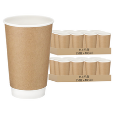 HJ 禾啟 雙淋膜雙層中空杯 480ml, 25個, 2組