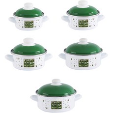 ELO 인덕션 글뤽스블룸 법랑냄비 세트 5개, 그린 + 화이트, 양수냄비 14cm + 16cm + 18cm + 20cm + 24cm, 1세트