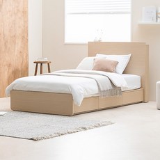 레이디가구 모노 수납 침대 프레임 + 몬스터 필로우탑 80T 세트 방문설치, 프레임(내추럴), 매트리스(모던그레이)