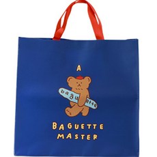 Romane 防水手提購物袋, Baguette Bear 藍色法棍小熊, 1個