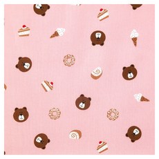 Shueshueroom 小熊圖案20支棉布料 110x110cm, 1件, 180*110cm, 粉色