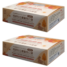 順易利 兒童3D立體口罩寬耳帶 S(16.5 x 12.5cm) 6~10歲, 白色, 50片, 2盒