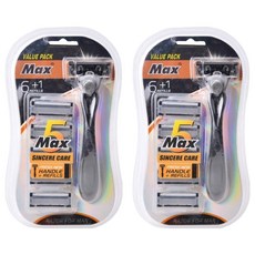 路燈5刀片剃須刀黑色+額外刀片6p套組, 7入, 2組