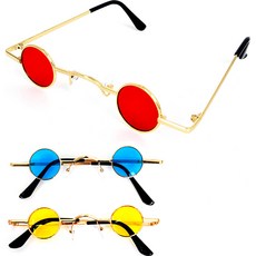 PARTYSHOW 復古迷你金邊眼鏡3件組, 紅色, 藍色, 黃色, 1套