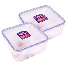 굿앤굿 직사각 밀폐용기 4칸, 2개, 900ml