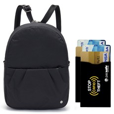 pacsafe CX ECONYL 可轉換斜背&後揹包 + 卡套 2件組, 黑色