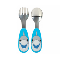 Nuby 不銹鋼叉匙組, 顏色隨機, 叉子*1+湯匙*1, 1組