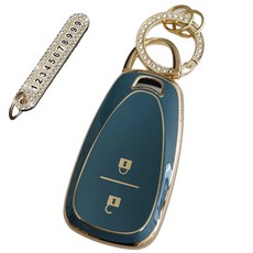 Lulu兄弟 雪佛蘭相容 高級TPU鑰匙殼 + 號碼鑰匙圈組, 天空灰, AC-01