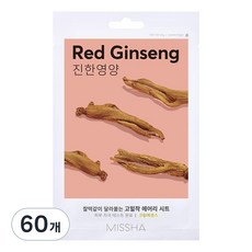 미샤 에어리 밀착 시트 마스크 홍삼, 1개입, 60개