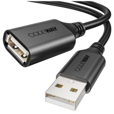 CODEWAY USB 2.0 480Mbps 公對母 高速傳輸延長線, 黑色, 2m, 1條