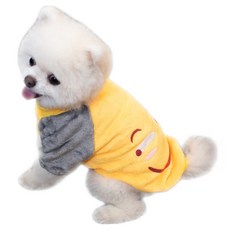 QIDINA 寵物軟綿綿可愛保暖法蘭絨衣, 1件, 黃色笑臉