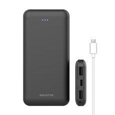 스마텍 슬림 보조배터리 10000mAh + 케이블 세트, 블랙, STPB-CPB1(PB10)