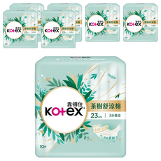 Kotex 靠得住 茶樹舒涼棉 涼感衛生棉, 23cm, 10片, 7包