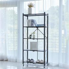 피티즘 철제 원터치 접이식 선반, 블랙, 5단