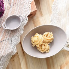 PRELUDE 義大利麵陶瓷橢圓寬碗+醬料碟, 印度粉紅色, 1套