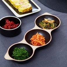ERATO Youl豆莢造型3格小菜碟 小, 黑色, 1個