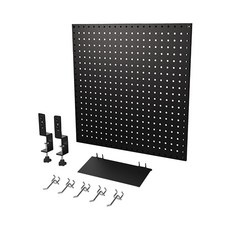 撥撥的架子 洞洞板 Set 53x53cm + 桌邊夾X2 + 5cm掛勾(電鍍)X5 + 小鐵層板X1, 1組, 黑紗色