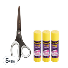 3M Scotch 優質鈦金屬剪刀 大 20.3cm+魔法膠 15g 6615 3入, 混色, 5套