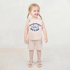 milkmile 嬰幼兒用 搖粒絨甜心海洋熊日常無袖上衣下身套裝
