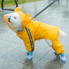 Frangond 狗狗四腳防水雨衣, 黃色小熊, 1個