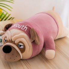 鬥牛犬造型娃娃靠墊, 粉色的