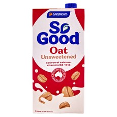 So Good 燕麥奶 無加糖, 富含鈣和維生素B2和B12, 不含乳製品, 素食可用, 1L, 1瓶
