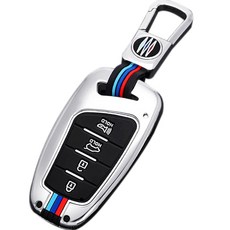 CRONICLE 現代 Grandeur HG Genesis DH Aslan 全金屬 Z-line 鑰匙殼 + 鑰匙圈, 銀色, 現代 4按鈕型