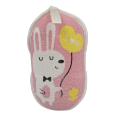 waido 和愛堂 寶寶洗澡海綿 - 14x9x4.5cm 全棉材質, 愛心粉兔, 1個