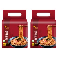 祥和蔬食 川味麻辣拌麵 4包 Set, 台北米其林必比登推薦, 台南在地日曬手摺關廟麵, 104.5g, 2袋