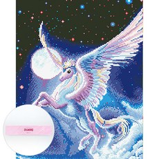 DCLARE DIY 布料型鑽石畫材料包套組 50 x 40 cm, F2024 獨角獸, 1套