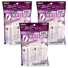 minono 米諾諾 單支包葉型牙籤刷 6.5 x 0.2cm, 160支, 3袋