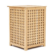 VANESSDECO 竹製編織設計多功能收納洗衣籃, 淺棕色, 1入