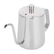 卡特屋 不鏽鋼咖啡手沖壺 銀色 600ml 有蓋 304不鏽鋼, 壺身 + 壺蓋, 1瓶