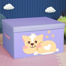 Terrace Room 卡通圖案可折疊多用途收納箱, 紫色, 1個