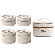 Living Gourmet可微波保溫便當盒 4層+便當包組, 1組, 淺褐色