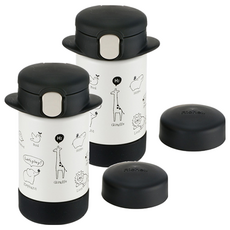 Richell 利其爾 2way不鏽鋼吸管杯 160ml, 黑色, 2個