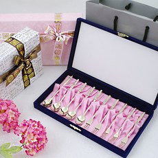 GOzip 鈦茶匙叉套組, 1套, 茶匙5p+茶叉5p+盒子+韓紙包裝隨機+購物袋