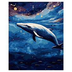 DULU 特別體驗 DIY鑽石畫 鯨魚 40 x 50 cm, 類型1, 1個