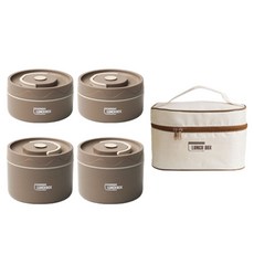 Living Gourmet可微波保溫便當盒 4層+便當包組, 1組, 棕色