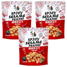 關公麻辣花生 嘎嘎香花生 香辣芝麻, 3個, 100g