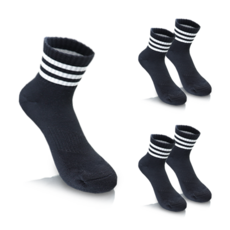 COMPRO 女性V-Track中筒運動襪5雙組, 黑色-白色 5入