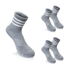 COMPRO 女款運動中筒氣墊機能性Coolmax襪子 5雙組, 灰色-白色 5雙