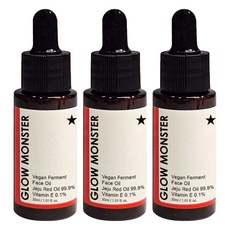 GLOW MONSTER Vegan發酵濟州紅色臉部精油 99.9%, 30ml, 3瓶