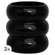DEMIMOOD 馬卡龍陶瓷多用途刷具筒, 2個, 黑色